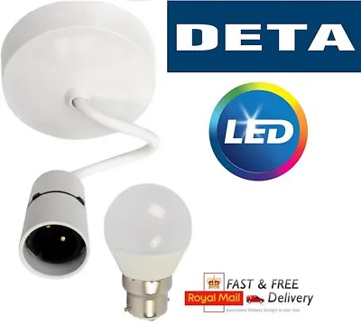 CED Ceiling Rose Light Pendant Fitting Set | 6  Drop White Base Bulb Holder LED • £6.29