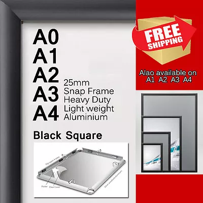 A0 A1 A2 A3 A4 PREMIUM Aluminum Snap Poster Frame Sign Holder Wall Mount Black • $751