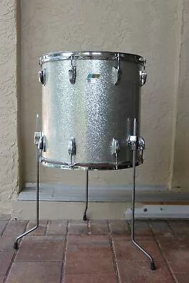 1981 LUDWIG Chicago USA CLASSIC 16  SILVER SPARKLE FLOOR TOM 4 YOUR DRUM SET J43 • $674.95