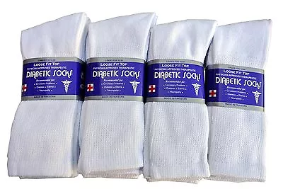 3612 Pairs Diabetic WHITE CREW SOCKS Circulatory Health Men’s  Cotton ALL SIZE • $6.99