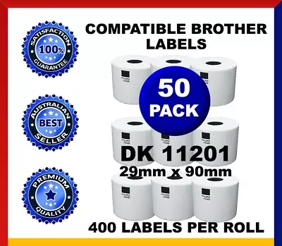 50 Rolls Compatible Brother DK11201 400 Address Labels 29x90mm QL570/700/1050 • $169.95