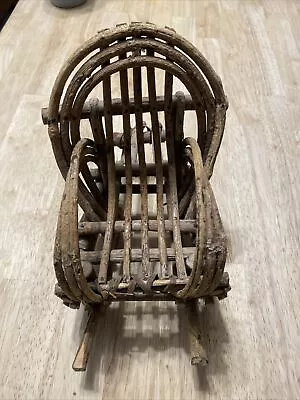 Vtg Rustic Bent Willow Wood Doll Size Rocking Chair 8” High 5.5” Wide • $15