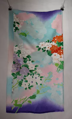 Premium Vintage Japanese Kimono Silk Fabric Purple Spring Floral Art 14 • £7.50