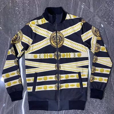 Men's Versace Full Zip Sweat Shirt Medium Size Black / Gold Bomber Jacket • $89.01