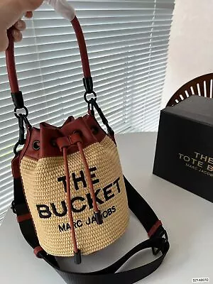 Brand New MARC JACOBS Genuine Grass Woven Should Bag Bucket & Drawstring Red Bag • $127