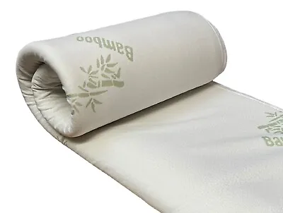 Bamboo Memory Foam Mattress Topper Enhancer - 5 UK Sizes And 2 Thickness Choices • £13.99