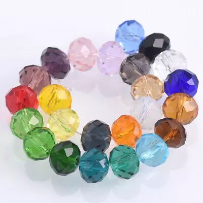 Rondelle 3/4/6/8/10/12/14/16/18 Mm Faceted Crystal Glass Loose Spacer Beads Lot • $5.58