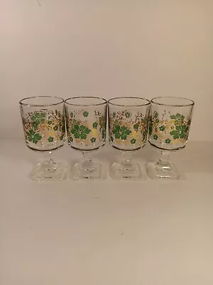 4) Vtg. Italy Art Sherry Glasses W/ Gold Gilding Handpainted Floral Design.... • $13