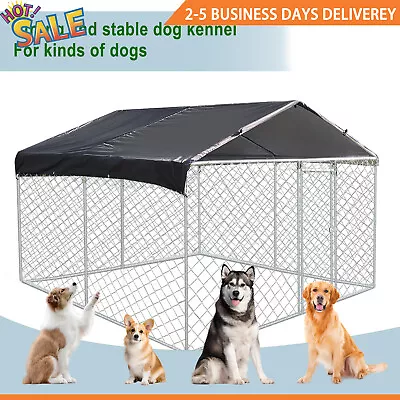 NEW 10' X 10' Outdoor Pet Dog Kennel Metal Pet House Cage Backyard Cage W/ Cover • $273.80