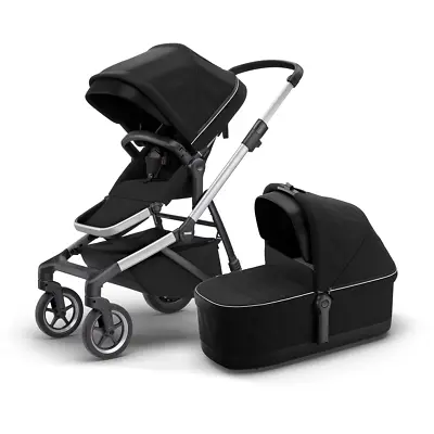 Thule Sleek City Pushchair Aluminium/Midnight Balck 11000015 & 11000106 Bassinet • £499.99