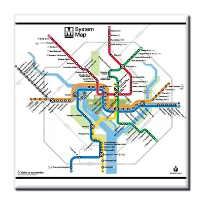 Washington DC (WMATA) Metro DC Metrorail System Map Magnet • $7.50