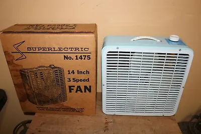 Vintage MCM 1970's Superlectric No. 1475 Portable 3 Speed 14  Metal Fan WORKS • $125