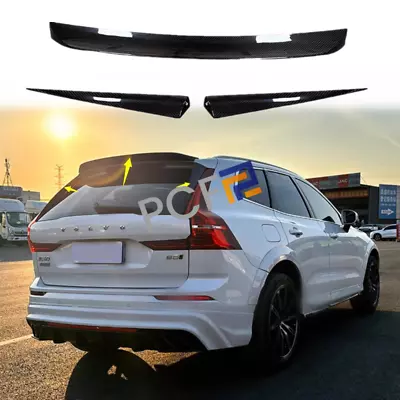 2018-2024 For Volvo XC60 Real Carbon Fiber Rear Roof Spoiler Window Wing Lip 3PC • $458.72