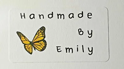 325 X Hand Made Handmade By Craft Labels Yellow Butterfly Matte Labels Stickers • £5.01