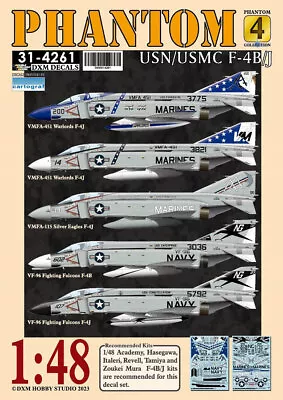 1/48 USMC/N F-4B/J VMFA-451/115/VF-96 Phantom Decal For Academy/Hasegawa • $33.50