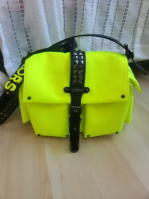 Michael Kors Olivia Large Studded Neon Satin Messenger Bag -- Gunmental Hardware • $150