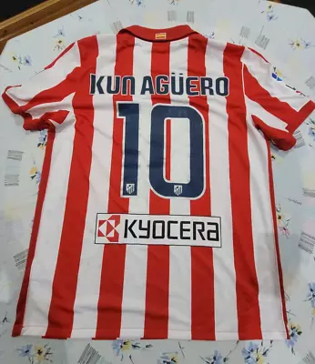 Rare Kun Aguero Atletico Madrid Jersey Player Match Worn Final Copa Rey 2010 • $314