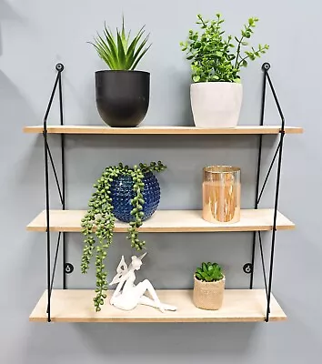 Shelf With 3 Tier Wall Mount Floating Rectangular Shelf OAK • £15