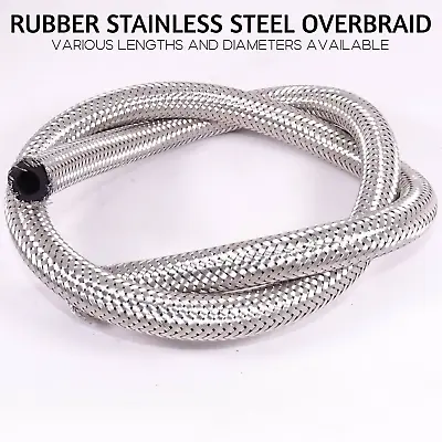 £1.19 • Buy Nitrile Rubber Fuel Hose Braided Stainless Steel Overbraid Line Oil Petrol
