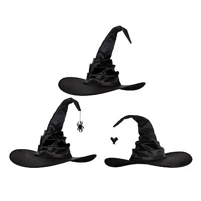 Modern Sorceress Hat Black Character Photo Props Wide Brim Wizard Pointed Top • £6.91