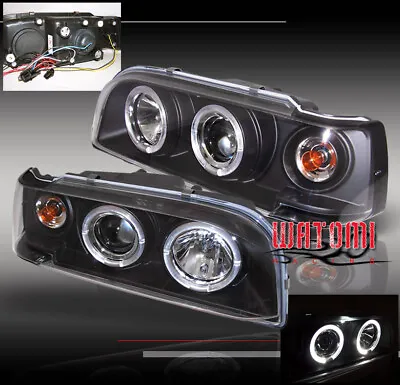 Twin Halo Projector Headlights Lamps Black Clear Lens For 95 96 97 Volvo 850 • $253.95