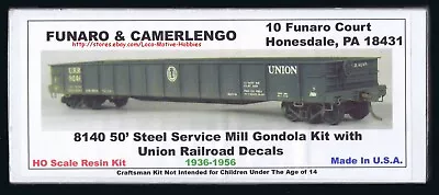 LMH Funaro F&C 8140 URR UNION Railroad  50' Gondola Steel Service Mill Flat Kit • $44.95