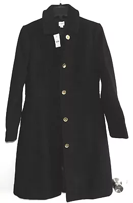 J. CREW Women's Wool-Blended Lady Day Coat In Black NEW Size 4 AT107 • $140