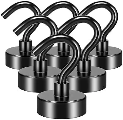 Magnetic Hooks 25 Lbs Strong Neodymium Cruise Grill Fridge Pack Of 6 Black NEW • $7.90