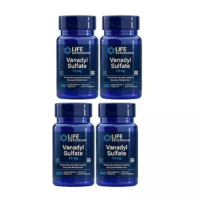 4 Pack Life Extension Vanadyl Sulfate 7.5mg Healthy Glucose Metabolism 100 Tabs • $42.95