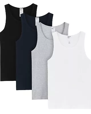 4 X LAPASA Tank Tops Vests Undershirt XL Sleeveless 100% Cotton Brand New • £15.99