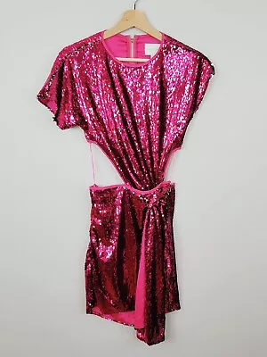 ALICE McCALL Womens Size 6 Or US 2 Electric Pink Orchid Knot Sequin Cutout Dress • $250