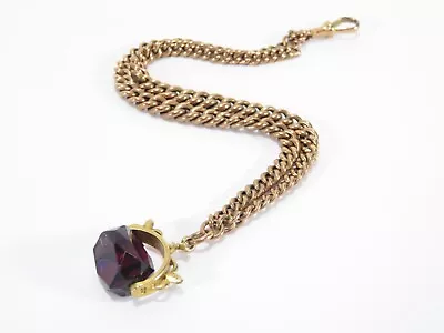 9ct - Rose Gold - Albert Watch Chain - Amethyst Fob - 8g • £299.99