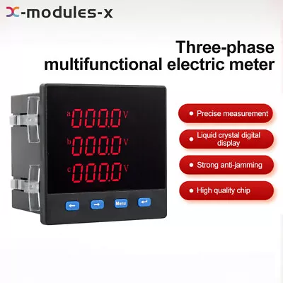 AC220V 3phase Digital Current Voltage Power Frequency Meter RS485 Communication • $27.99