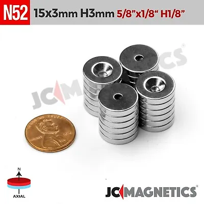 15mm X 3mm Hole 3mm N52 Strong Countersunk Ring Rare Earth Magnet 15x3mm • $13.50