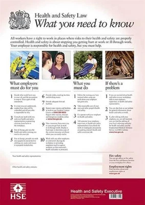 £11.41 • Buy HSE Health And Safety Law Poster A3 FWC30/A3: What You Need To Know
