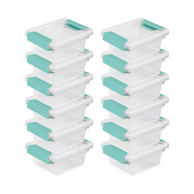 Sterilite Plastic Mini Clip Storage Box Container With Latching Lid 12 Pack • $34.98