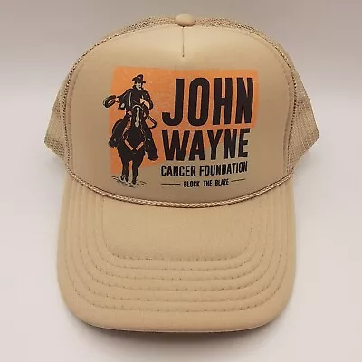 John Wayne Cancer Foundation Snapback Hat Trucker Cap Block The Blaze Beige New • $14.24