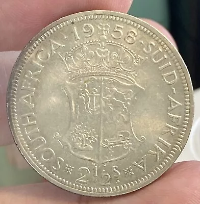 BRITISH SOUTH AFRICA KM51 2 1/2 Shilling 1958 Silver Coin Young Queen Elizabeth  • $10