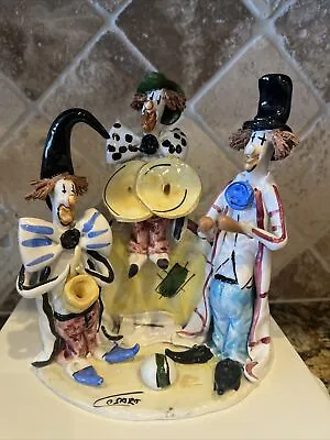 Vintage Signed Cosaro Porcelain Ceramic Italian 3 Clown Band Hand-painted Italy • $29.95