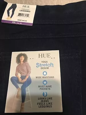 Hue Women's Mid-Rise Stretch Slim Fit Pull On Denim Leggings Denim XXL Sz 20 • $19.99