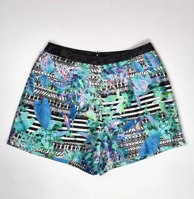 Portmans Womens Size 12 Metallic Floral Shorts High Waist Pocket Summer • $9.79