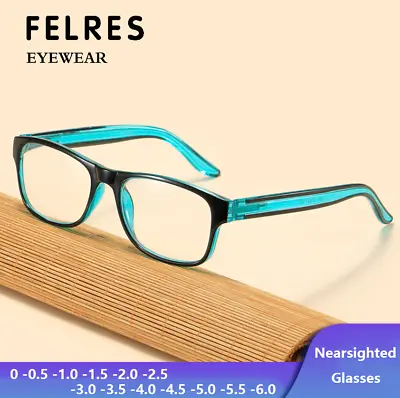 Square Blue Light Blocking Myopia Nearsighted Glasses Men Women Fashion Glasses  • $7.39