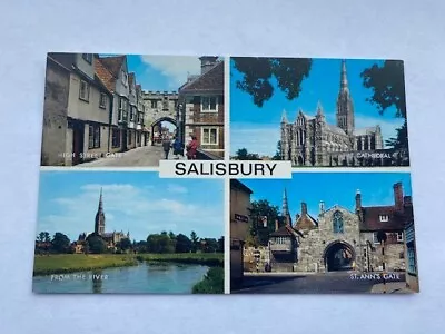 Salisbury Various Views Salmon Camera Colour Unposted Postcard • £1.15