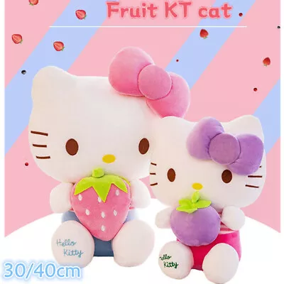 Kawaii Plush Dolls Hello Kitty Anime Plush With Strawberry Cat Toys Pillow Gifts • $32.90