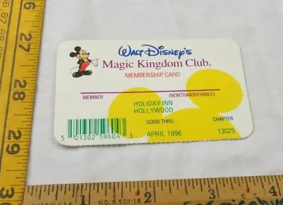 Disneyland Magic Kingdom Membership Card Holiday Inn Hollywood 1996 VINTAGE • $12.95