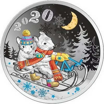 2020 Laos Lunar Year Of The Rat Mouse Silver Proof Colored Coin 子 Chinese Zodiac • $179.99