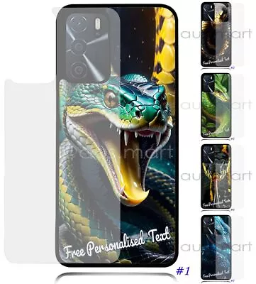 Personalised Text Glass Phone Case For OPPO R17/R15/R11/R9 Series - Snake Print • $19.98