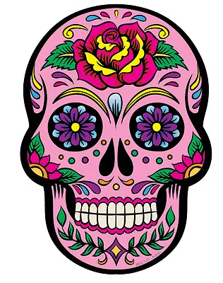 5 X Pink Day Of The Dead Sugar Skull Wall Decals Stickers Car Motorbike Laptop • £3.99