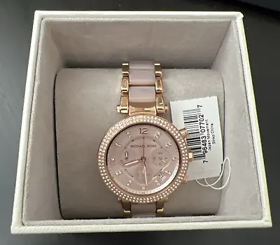 ***Beautiful Michael Kors Parker Wrist Watch For Women PINK CERAMIC ROSE GOLD*** • $74.99