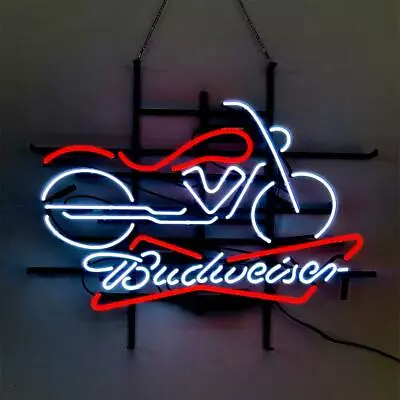 Budweiser Motorcycle Neon Sign Light Beer Bar Pub Wall Hanging Artwork 24 X20  • $219